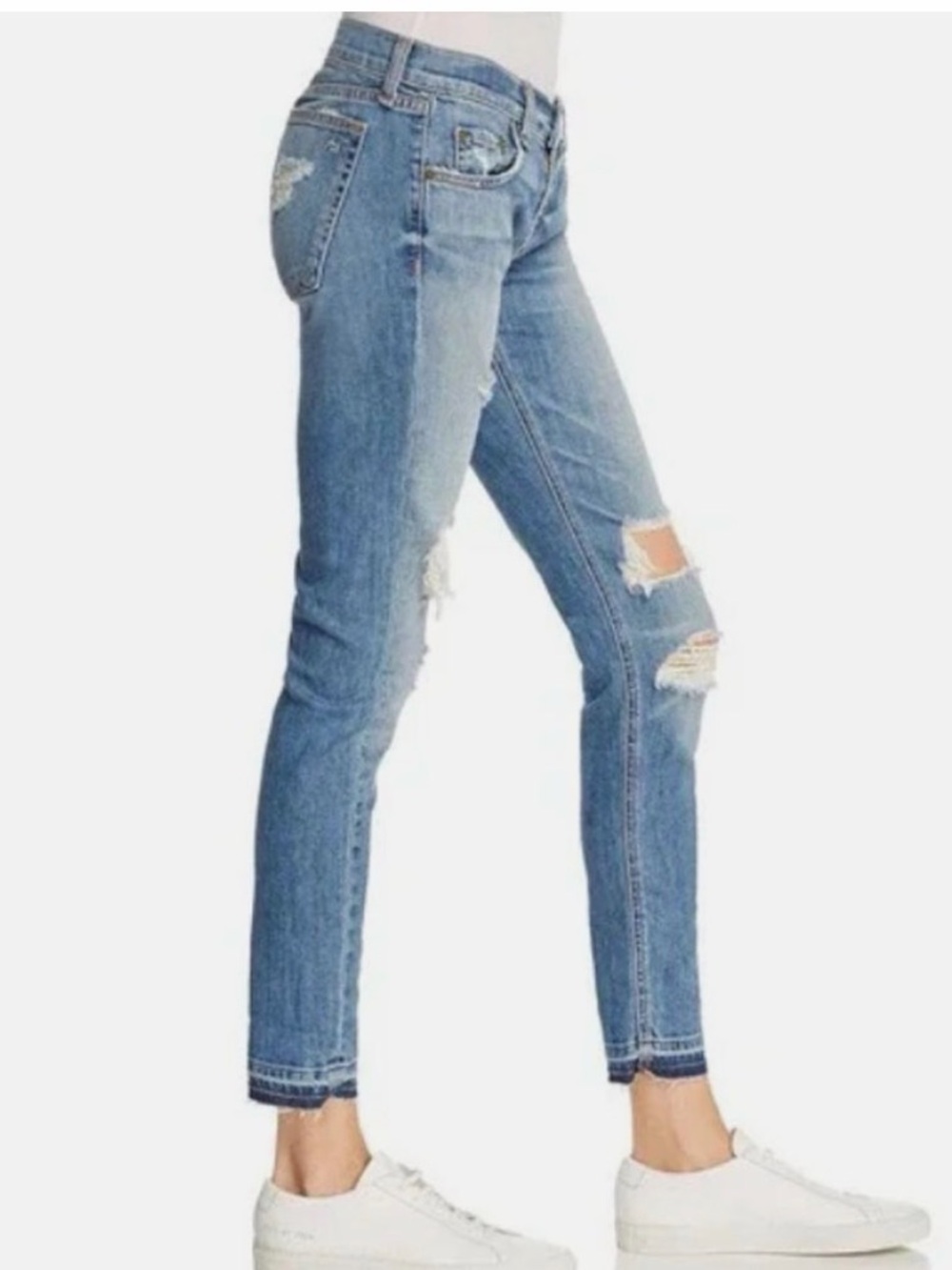 Rag & Bone Women’s Distressed Skinny Jeans - Light Blue